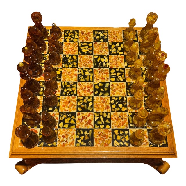 Amber and Bakelite Chess Set, 1900s, Set of 33 For Sale