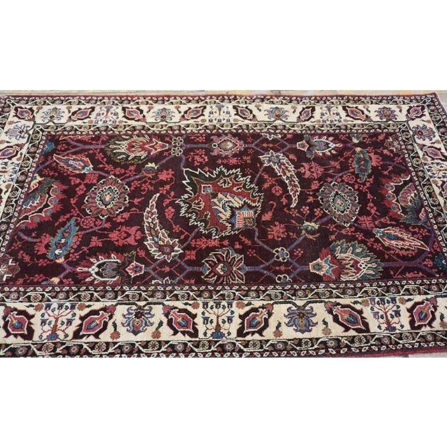 Antique Agra Indian Deep Wine / Burgundy Red 1880s Rug, Circa Date: 1880s. This exceptional example of 19th-century...