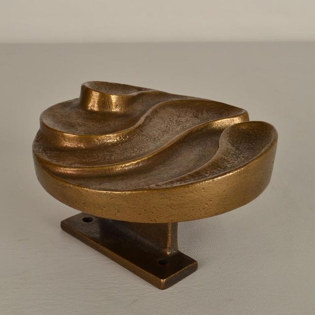 Gold Round Push and Pull Door Handle in Bronze with Curvaceous Relief, 1970s For Sale - Image 8 of 13