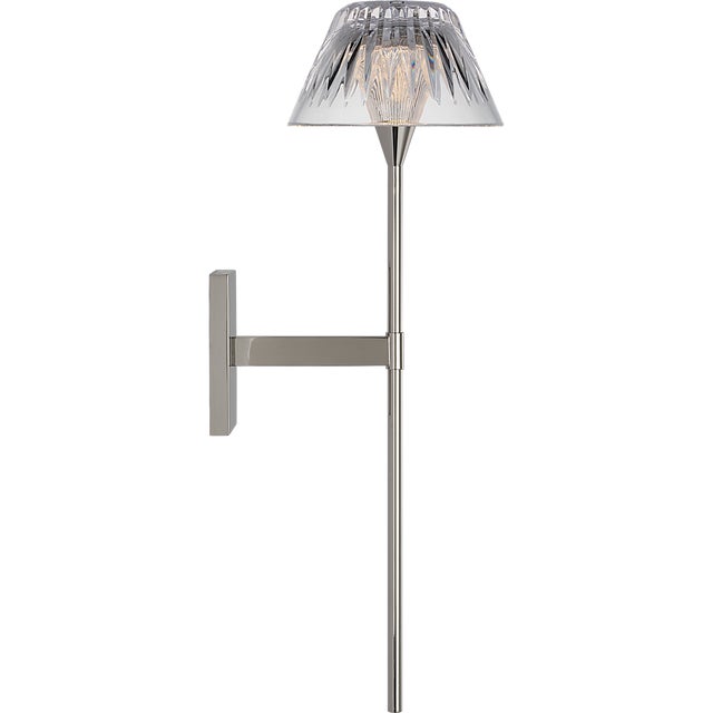 Waterford for Visual Comfort Signature Blaze 19" Tail Sconce in Polished Nickel with Clear Crystal For Sale In Houston - Image 6 of 13