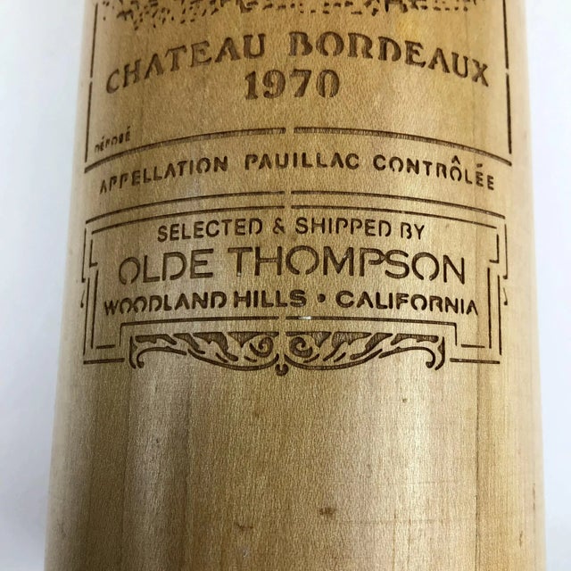 Vintage Wood Peppermill Etched Wine Bottle Shape For Sale - Image 11 of 12