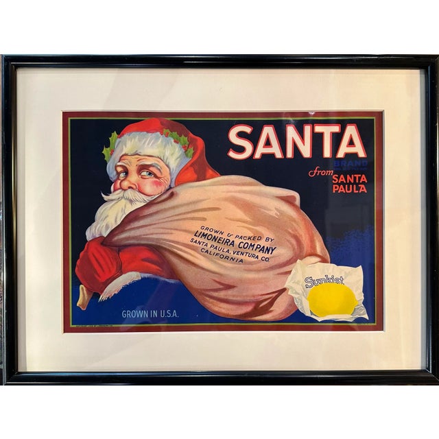 Paper Limoneira Company for Sunkist “Santa” Fruit Crate Label Poster For Sale - Image 7 of 7