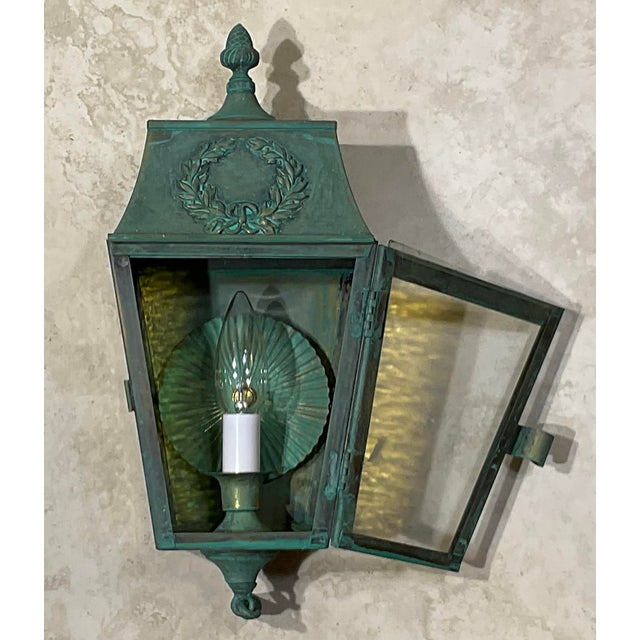 1970s Single Vintage Neoclassical Solid Brass Wall Lantern For Sale - Image 5 of 12