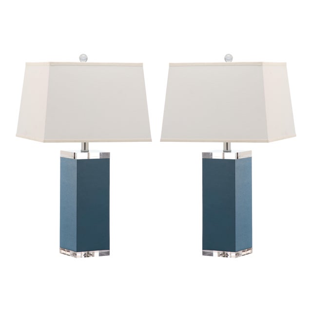 27 Inch H Leather Table Lamp in Light Blue a Pair Chairish
