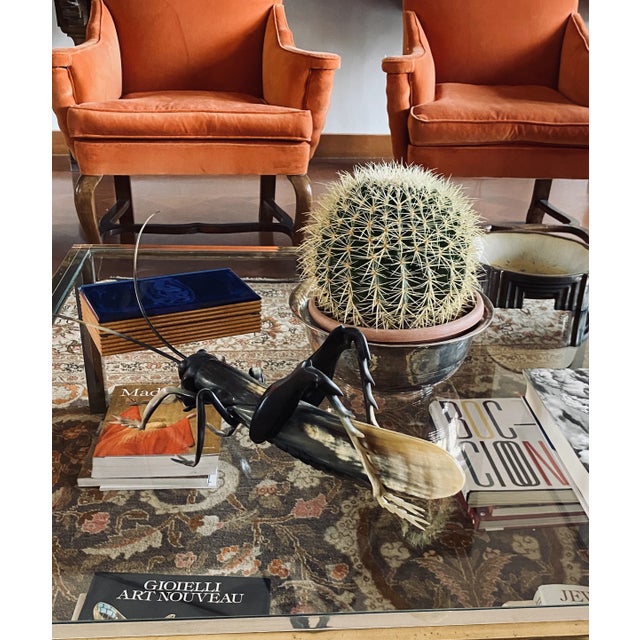 Brown Mid-Century Hand-Crafted Horn Grasshopper, France 1960s For Sale - Image 8 of 12