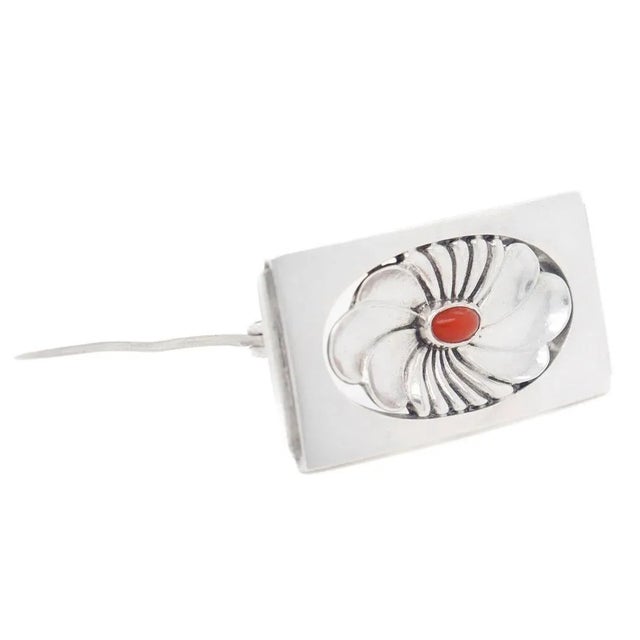 Silver Vintage Georg Jensen Sterling Silver & Carnelian Brooch No. 269 For Sale - Image 8 of 12