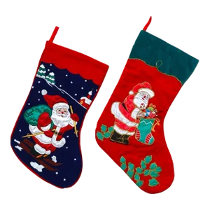 Traditional Embroidered Christmas ‘Santa’ Stockings - Set of 2