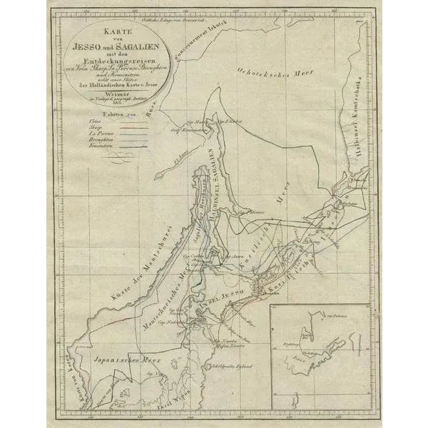 Paper Antique Map of Hokkaido, Island of Japan, 1812 For Sale - Image 7 of 7