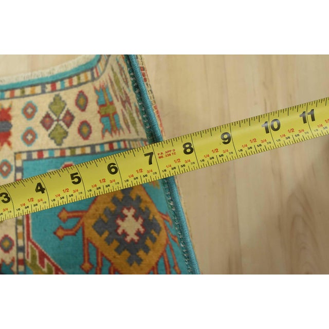 Kazak Runner 2’2” X 6′ Blue Wool Tribal Hand-Knotted Oriental Rug For Sale - Image 10 of 12