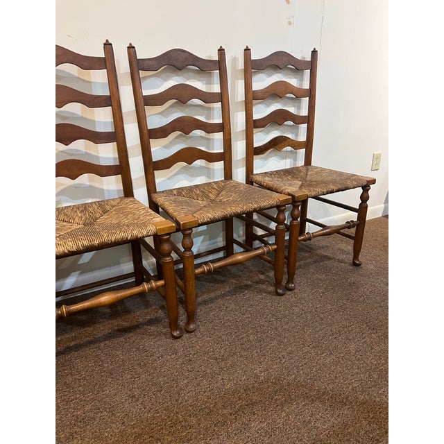 Set a four Stickley ladderback, rush, seat chairs These remain in good condition from the early 20th century Made in...