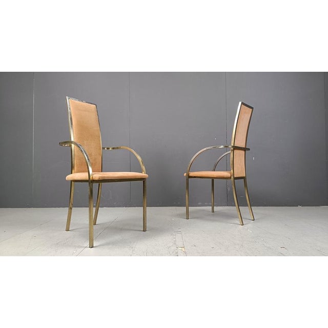 Brown Brass Dining Chairs from Belgochrom, 1970s, Set of 4 For Sale - Image 8 of 12