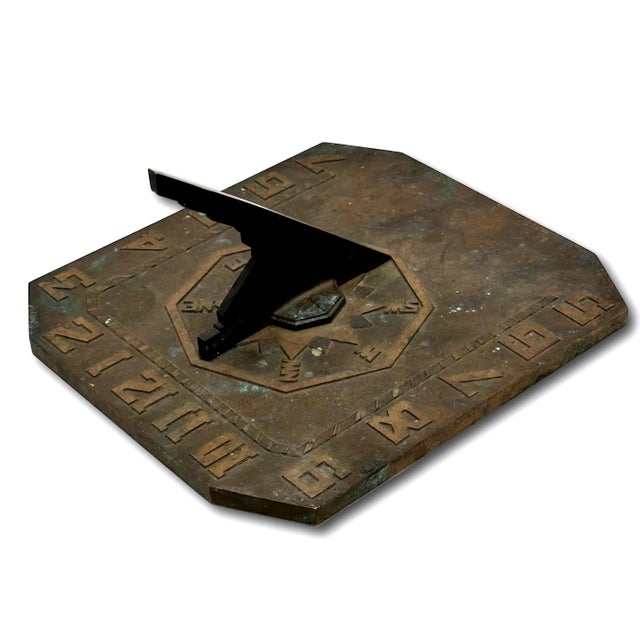 Unusual & Very Good Quality Art Deco Antique American Solid Cast Bronze Garden Sundial - Circa Early 20th Century For Sale - Image 13 of 18