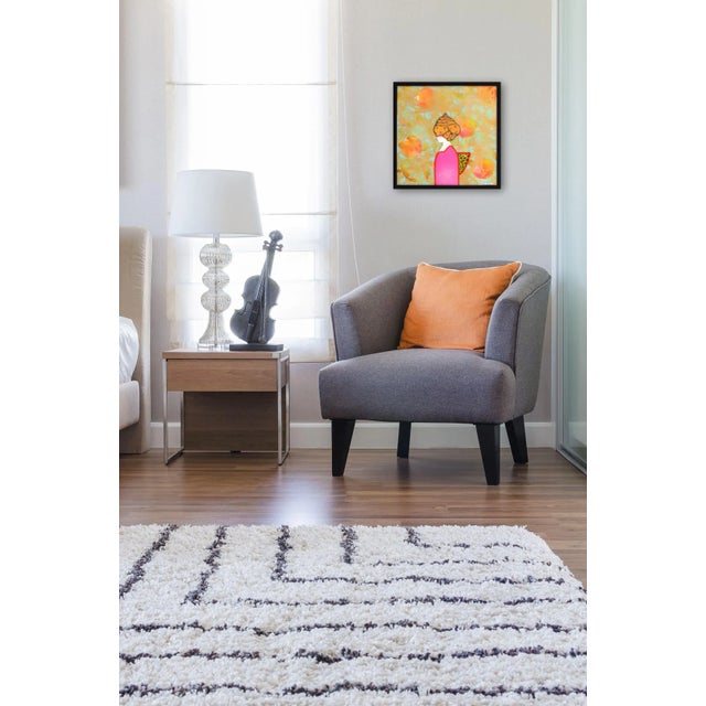 Orange ''La Donna DI Persia'' Contemporary Abstract Figurative Mixed-Media Painting by Giuseppe Beddru, Framed For Sale - Image 8 of 9