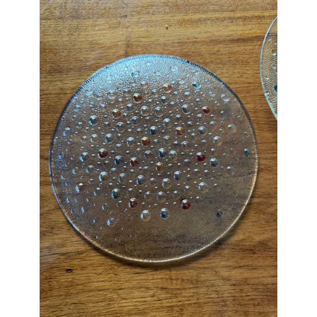 Transparent Four 8” Asteroid Bubble Glass Plates by Mid-Century Modern Polish Art Glass Designer Jan Sylwester Drost For Sale - Image 8 of 9