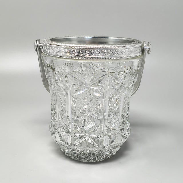 Glass Mid-Century Italian Cut Crystal and Brushed Metal Cocktail Set by Arir, 1960s, Set of 2 For Sale - Image 7 of 8