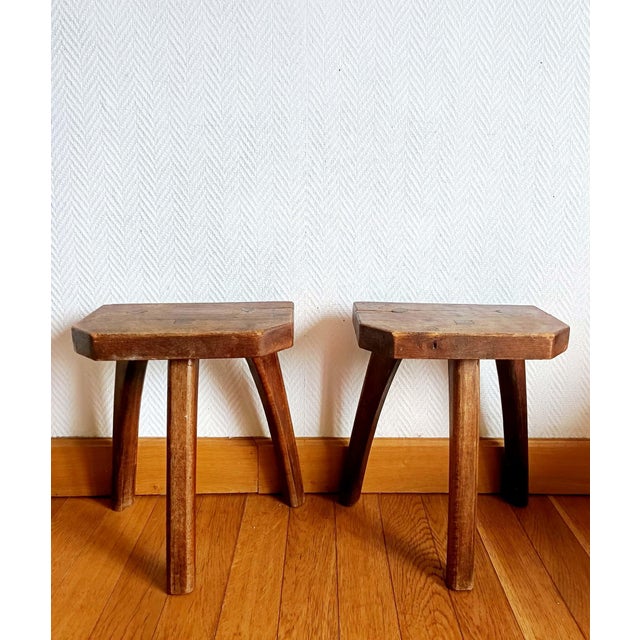 Brutalist Vintage Brutalist Stools, 1950s, Set of 2 For Sale - Image 3 of 10