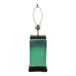 Turquoise Ombre Ceramic Art Deco Style Table Lamp For Sale