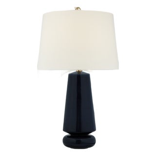 Chapman & Myers by Visual Comfort Signature Parisienne Medium Table Lamp in Denim with Linen Shade For Sale
