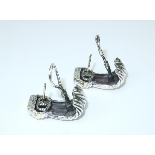 1990s David Yurman Sterling Silver & 14k Gold Earrings, a Pair For Sale - Image 5 of 9