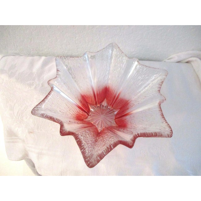 Mid-Century Pink & Clear Modern Decorative Glass Bowl For Sale - Image 4 of 5