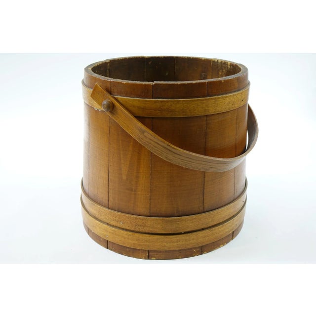 American Vintage American Brass & Wood Bucket For Sale - Image 3 of 5