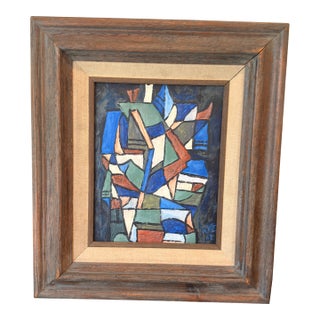 Mid 20th Century Signed Mid-Century Abstract Painting For Sale