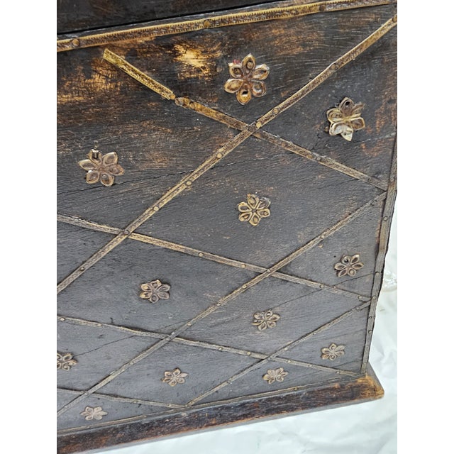 Mid 20th Century Solid Painted Wood and Ornate Metal Mounted Strongbox For Sale - Image 11 of 12