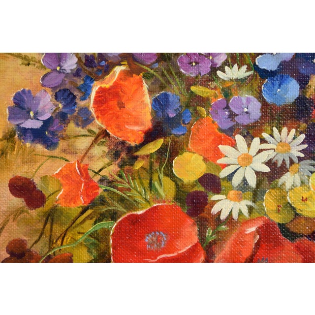 Hermann Dieste, Still Life with Wildflowers, 1980s, Oil Painting, Framed For Sale - Image 7 of 12