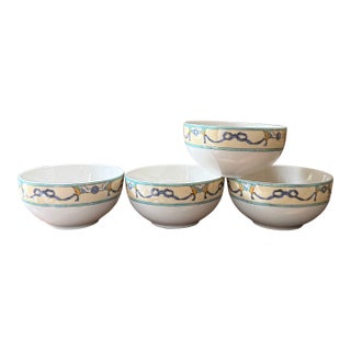 Vintage Villeroy Boch Castellina 5.75 Inch Bowls Citta Campagna Floral Ribbon - Set of 4 For Sale