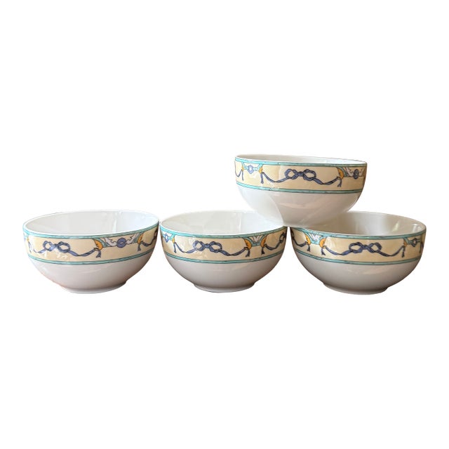 Vintage Villeroy Boch Castellina 5.75 Inch Bowls Citta Campagna Floral Ribbon - Set of 4 For Sale
