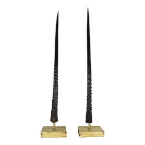 Late 20th Century Tall Pair of Gemsbok Gazelle Horns on Custom Made Mounts Base