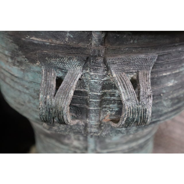 Metal Southeast Asian Bronze Rain Drum Side Table For Sale - Image 7 of 9
