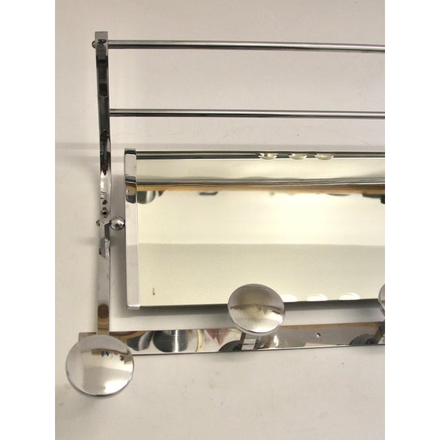 Metal French Art Deco Chromed Coat Rack with Mirror, 1930s For Sale - Image 7 of 11
