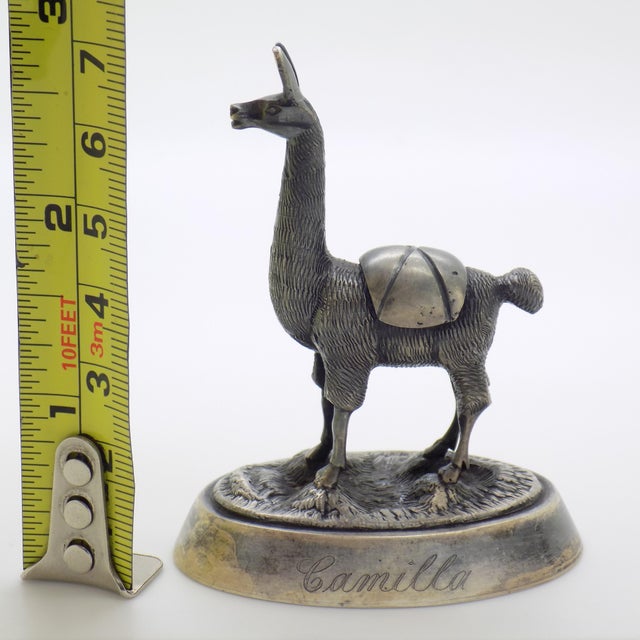 Vintage Peruvian Handmade Genuine Sterling Silver Camusso Brand Llama Figurine For Sale - Image 10 of 10