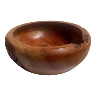 Mid 20th Century Hand-Carved Redwood Live Edge Burl Salad Bowl, Rustic Folk Art For Sale