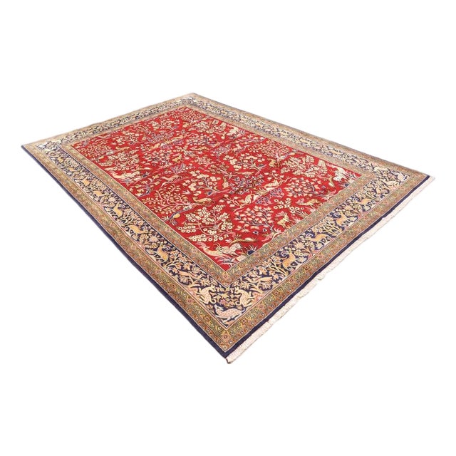 Middle Eastern Rug in Wool and Silk For Sale