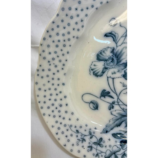 Late 19th Century Antique Sampson Hancock Aesthetic Movement Scalloped Edged Serving Platter in the Blue Poppy Floral Pattern From England - Circa 1885 For Sale - Image 5 of 11
