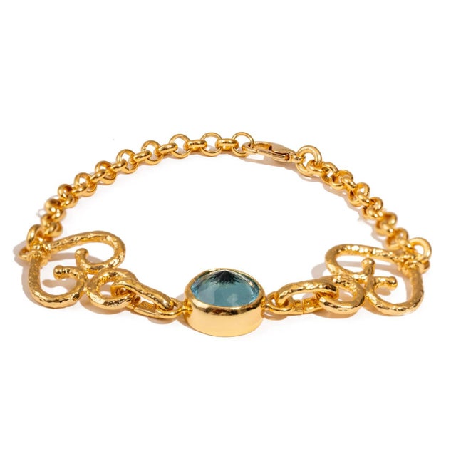 Eternal Love Blue Topaz Gold Adjustable Bracelet For Sale - Image 10 of 10
