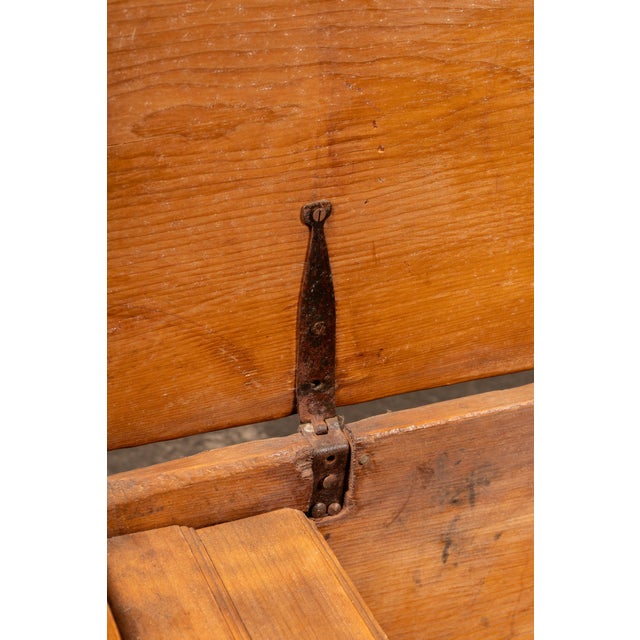 Chocolate 19th Century Dovetailed Pine Blanket Chest With Interior Till For Sale - Image 8 of 8
