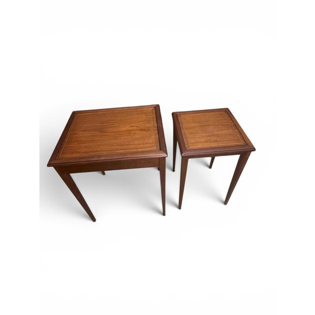 Vintage Mahogany Nesting Tables Gold Inlay Refinished Mid Century Lb Van Server For Sale - Image 4 of 10