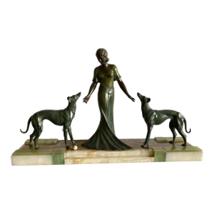 1920s Pierre Hugonnet French Art Deco Bronze Titled "Friends"