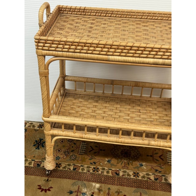 Tan Serena & Lily South Seas Rattan Side Cart, Natural For Sale - Image 8 of 12