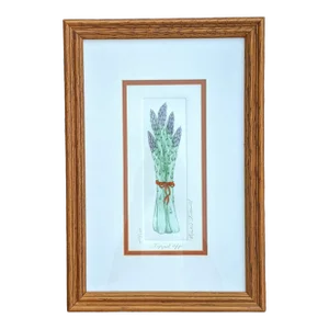 Vintage Original Asparagus Etching Framed and Signed