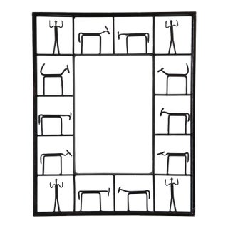 Designer Iron Mirror After Frederic Weinberg 2000's Pier1 Imports For Sale