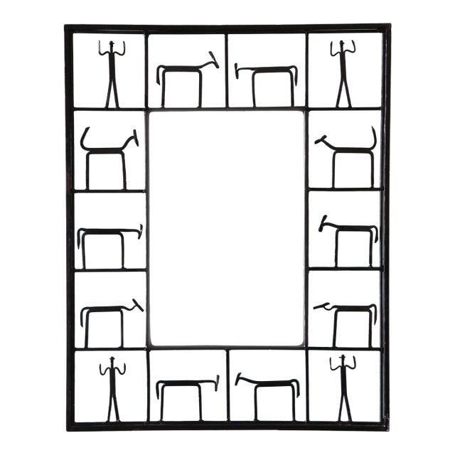 Designer Iron Mirror After Frederic Weinberg 2000's Pier1 Imports For Sale