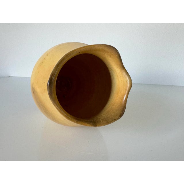 1980's Vintage Mustard Yellow Glaze Art Studio Pottery Vase, Signed For Sale - Image 4 of 8