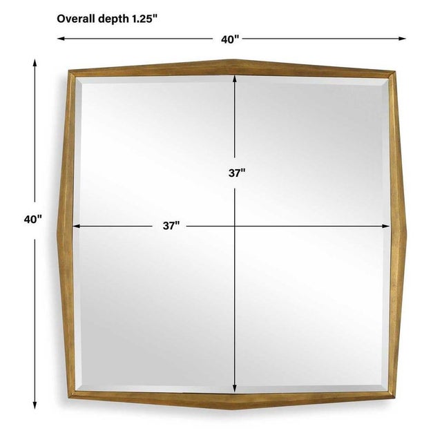 This gold Square Mirror features a faceted profile frame crafted in a solid wood. Each of the four sides pointedly sculpt...