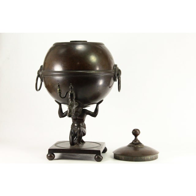 1800-1820's Hot Water Tea Urn Samovar With Atlas Figure Support Patinated Bronze For Sale - Image 13 of 17