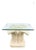 Vintage Plaster Cream Palm Beach Regency Palm Leaf Serge Roche Style Glass Top Side Table For Sale