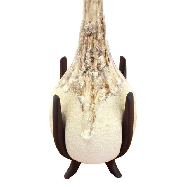 Mid 20th Century Large Art Pottery Dripping Pattern Table Lamp For Sale - Image 6 of 7